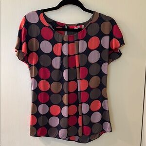 Boden Pink and Gray Polka Dot Silk Blouse Size 6